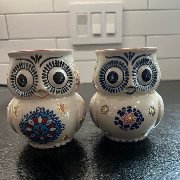 2x Yokohama Studio Owl Mug Hand Painted Texture Ceramic Pottery Coffee Tea Cup!! - Picture 1 of 5